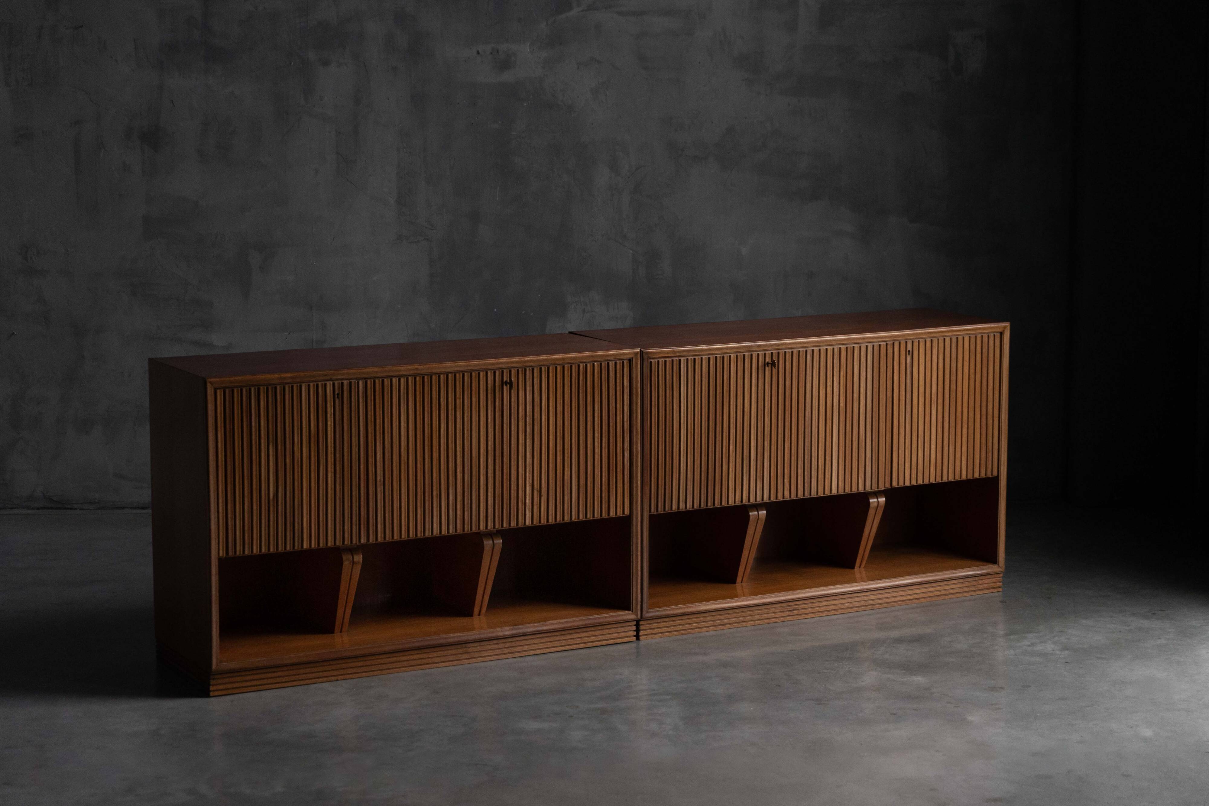Modernist slatted credenza, Italy, 1960s