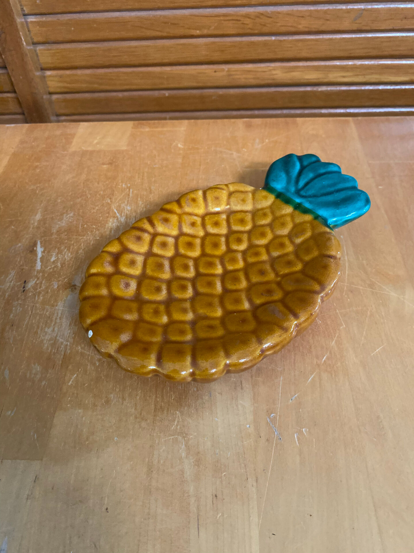 Vintage polychrome ceramic pineapple shaped butter dish vallauris #e
