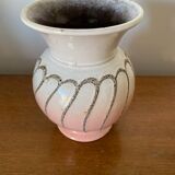 Antique strehla vase pink & white ceramic west germany vintage