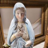 Antique Religious Biscuit Statuette Virgin Mary Sacred Heart