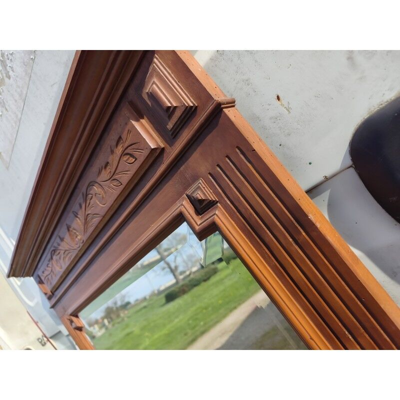 Wooden fireplace mirror