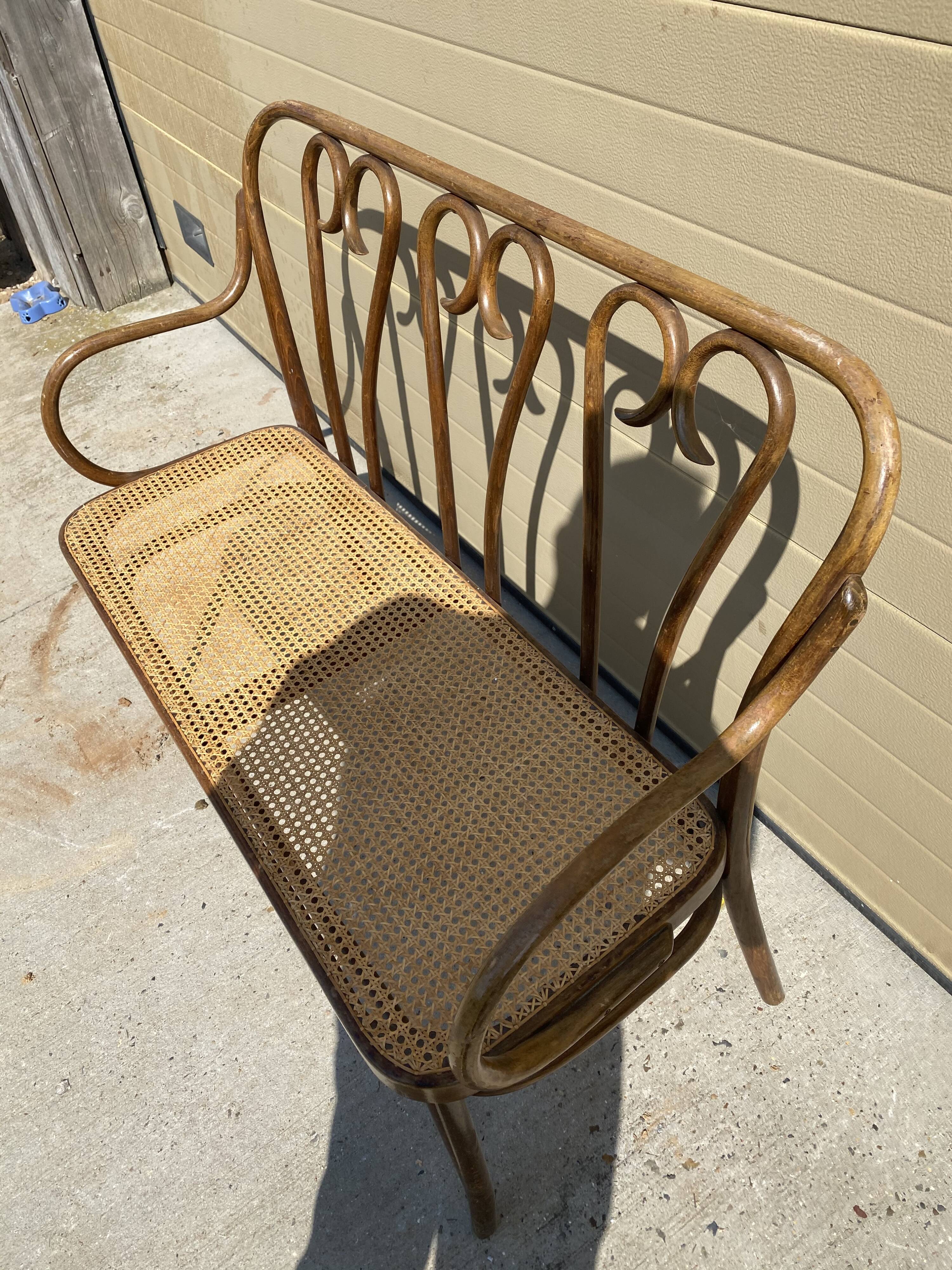 Curved wood bistro bench