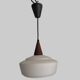 Teak and opaline suspension by Louis Kalff for Philips, Netherlands, 1960