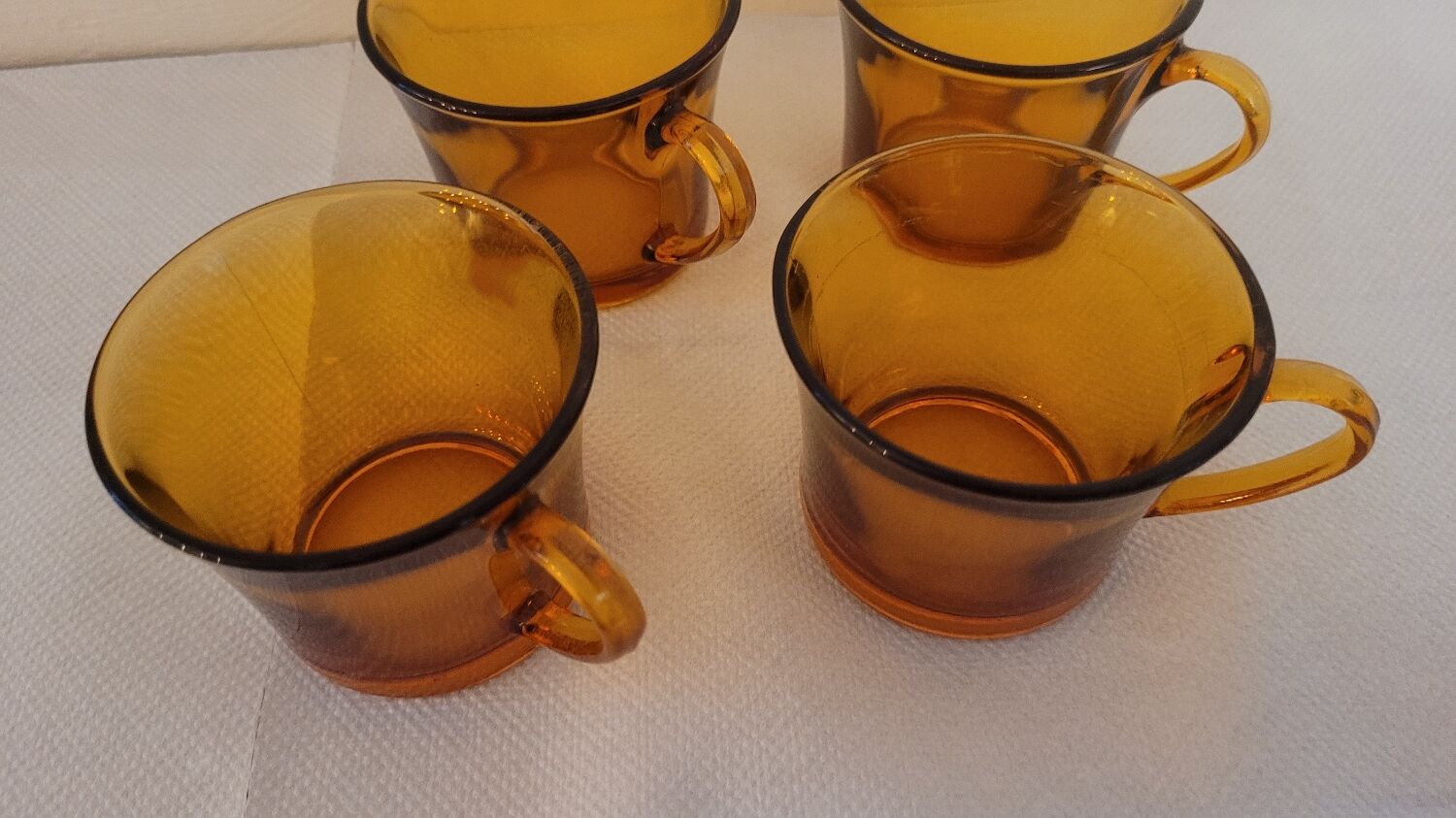 70's amber glass cups