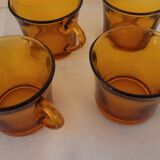 70's amber glass cups