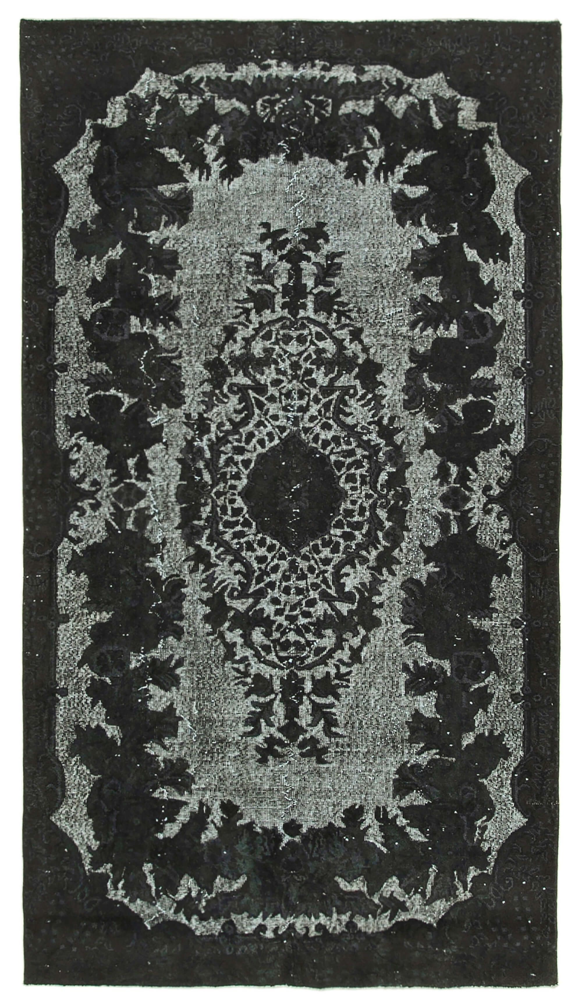 Hand-knotted antique turkish 1970s 167 cm x 300 cm black rug