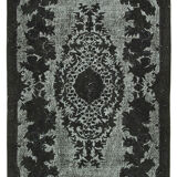 Hand-knotted antique turkish 1970s 167 cm x 300 cm black rug