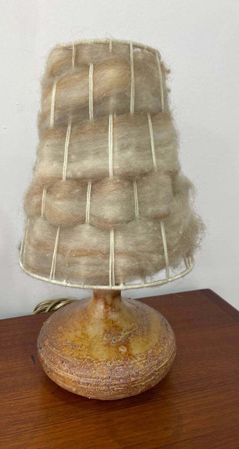 Vallauris stoneware lamp, signed Sesame