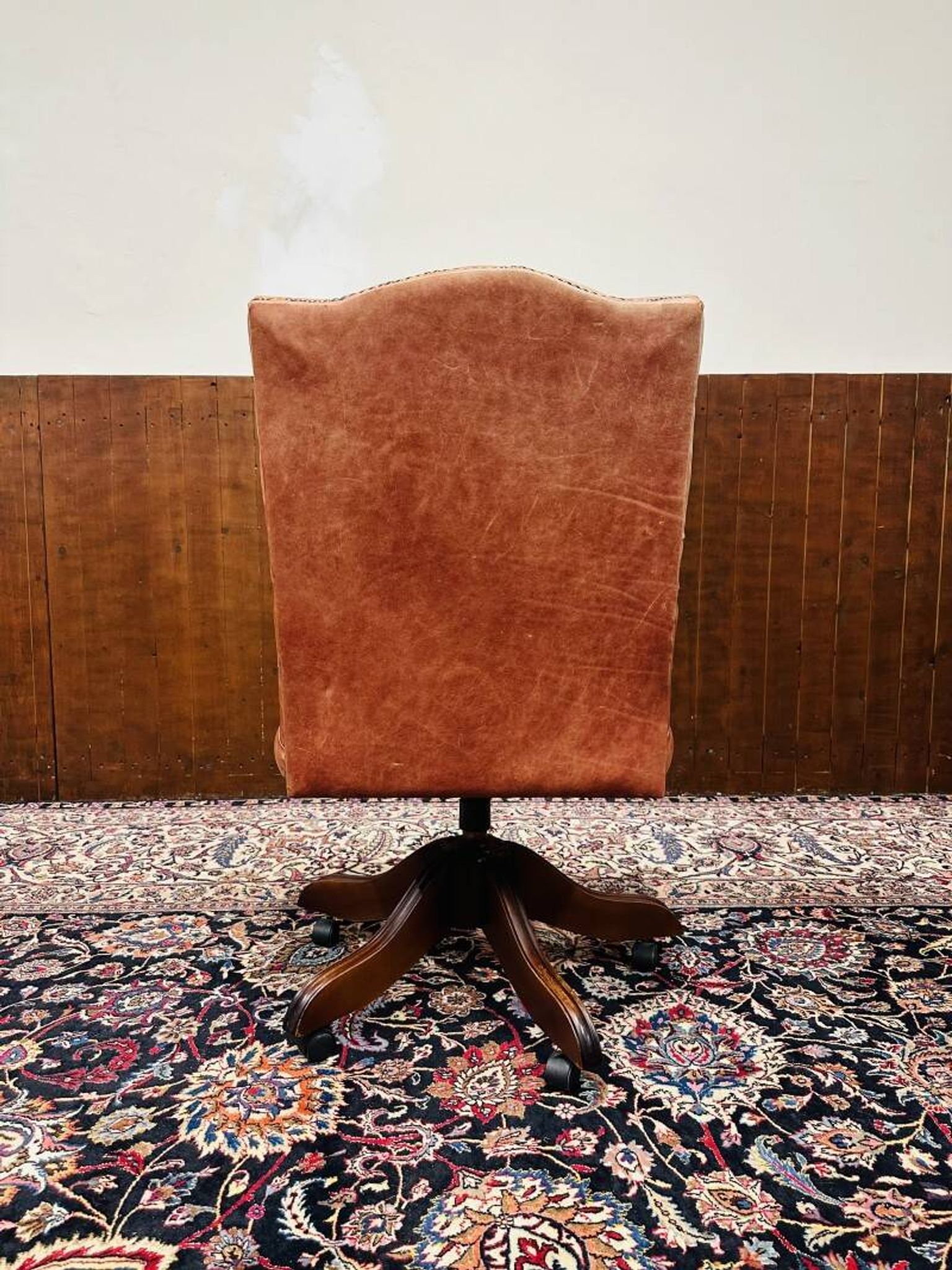 English Chesterfield Salmon color President Chair Office chair