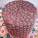 Vintage stool pouf in braided rope