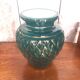 Old vallauris vase green ceramic & vintage gold decor #a798