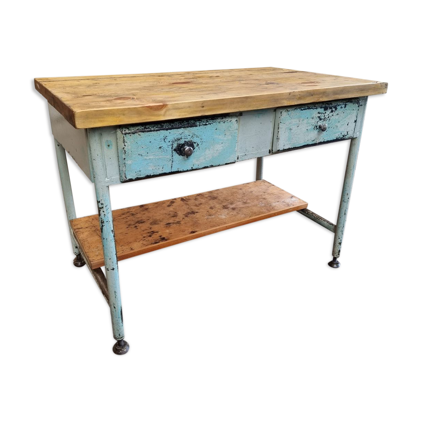 Industrial workbench side table bathroom furniture with drawers