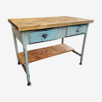 Industrial workbench side table bathroom furniture with drawers