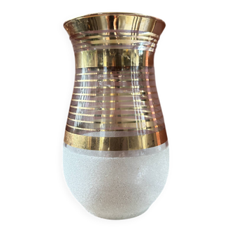 Gilded glass vase signed Fains – France, circa 1950