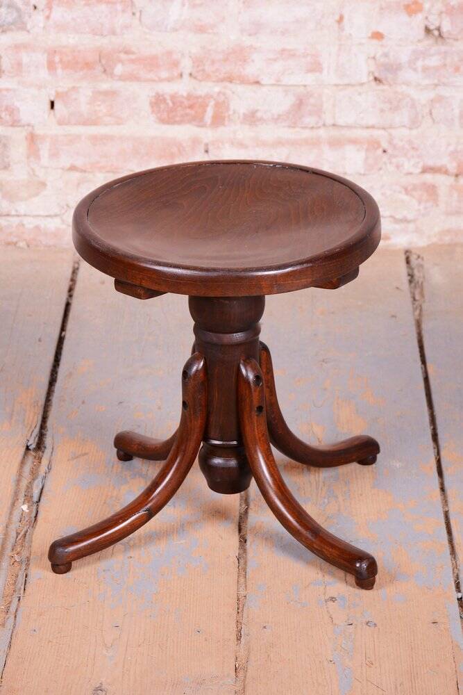 Art Deco Piano Swivel Stool in Beech from Thonet, Czech, 1930s