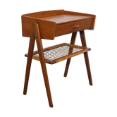 Vintage teak and rattan bedside, 1960