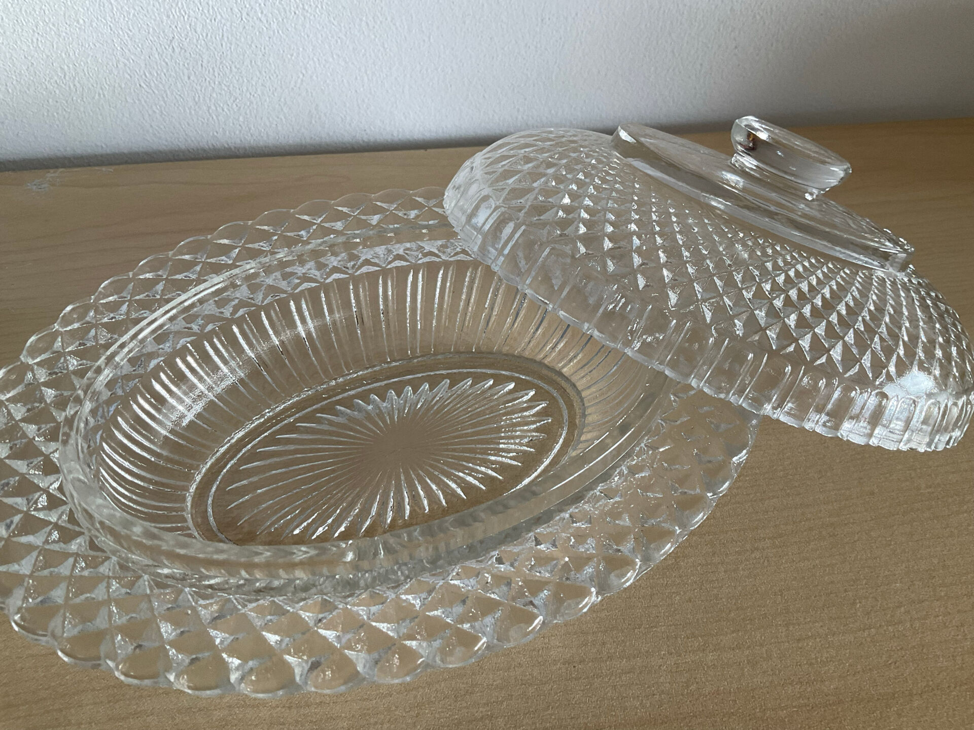 Vintage glass butter dish