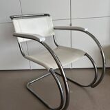 Mies van der Rohe armchair in white leather and chrome MR20 Thonet collection