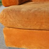 Canapé orange cuir suédé et acier. Circa 1970