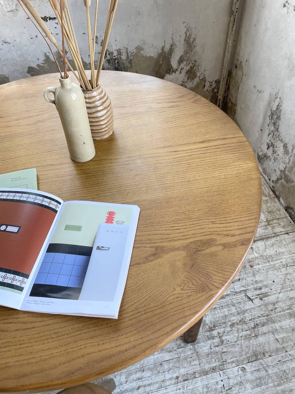 1950s round oak table
