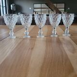 5 thick glass stemmed glasses