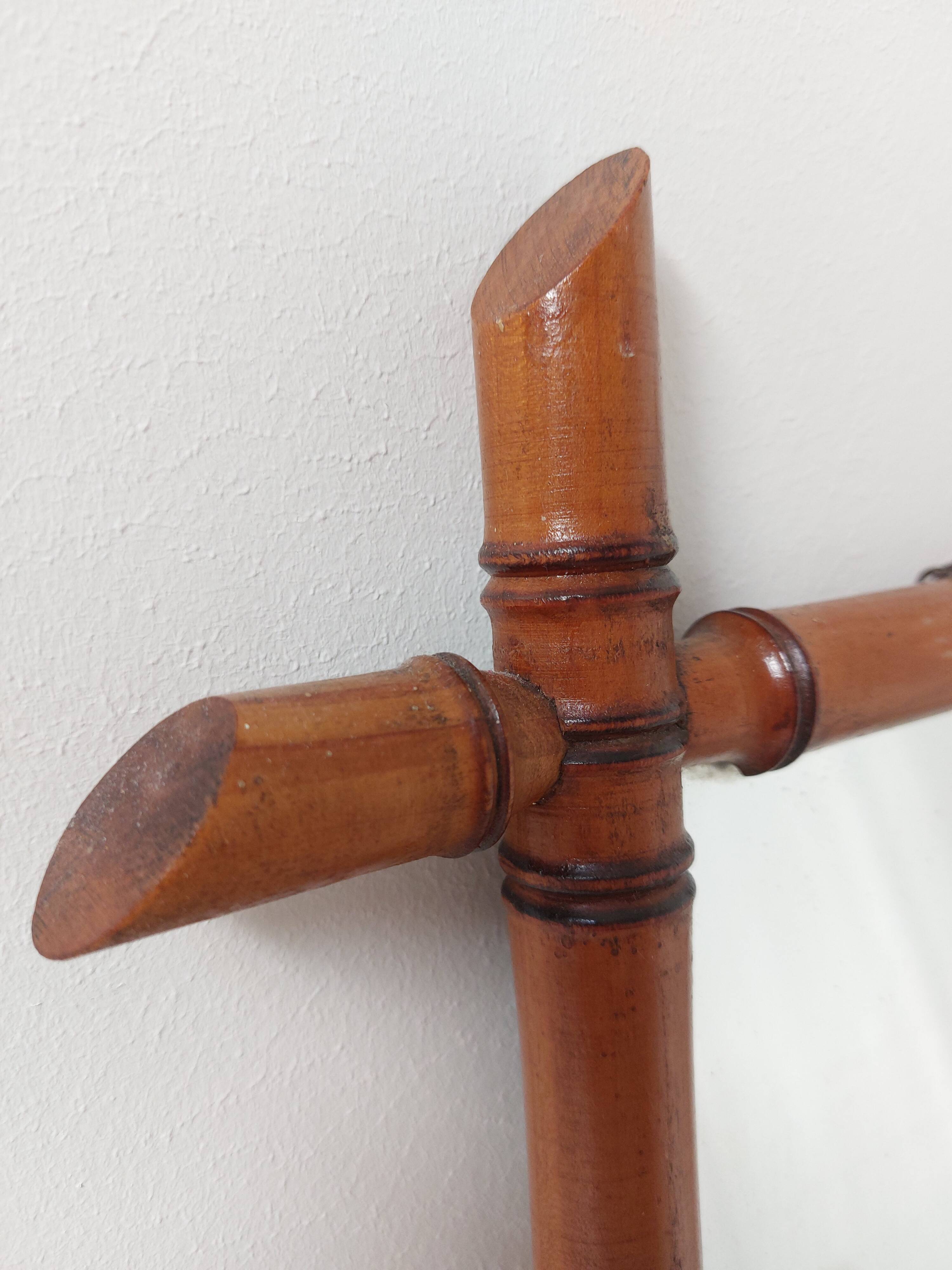 bamboo mirror, vintage, 41 by 48cm