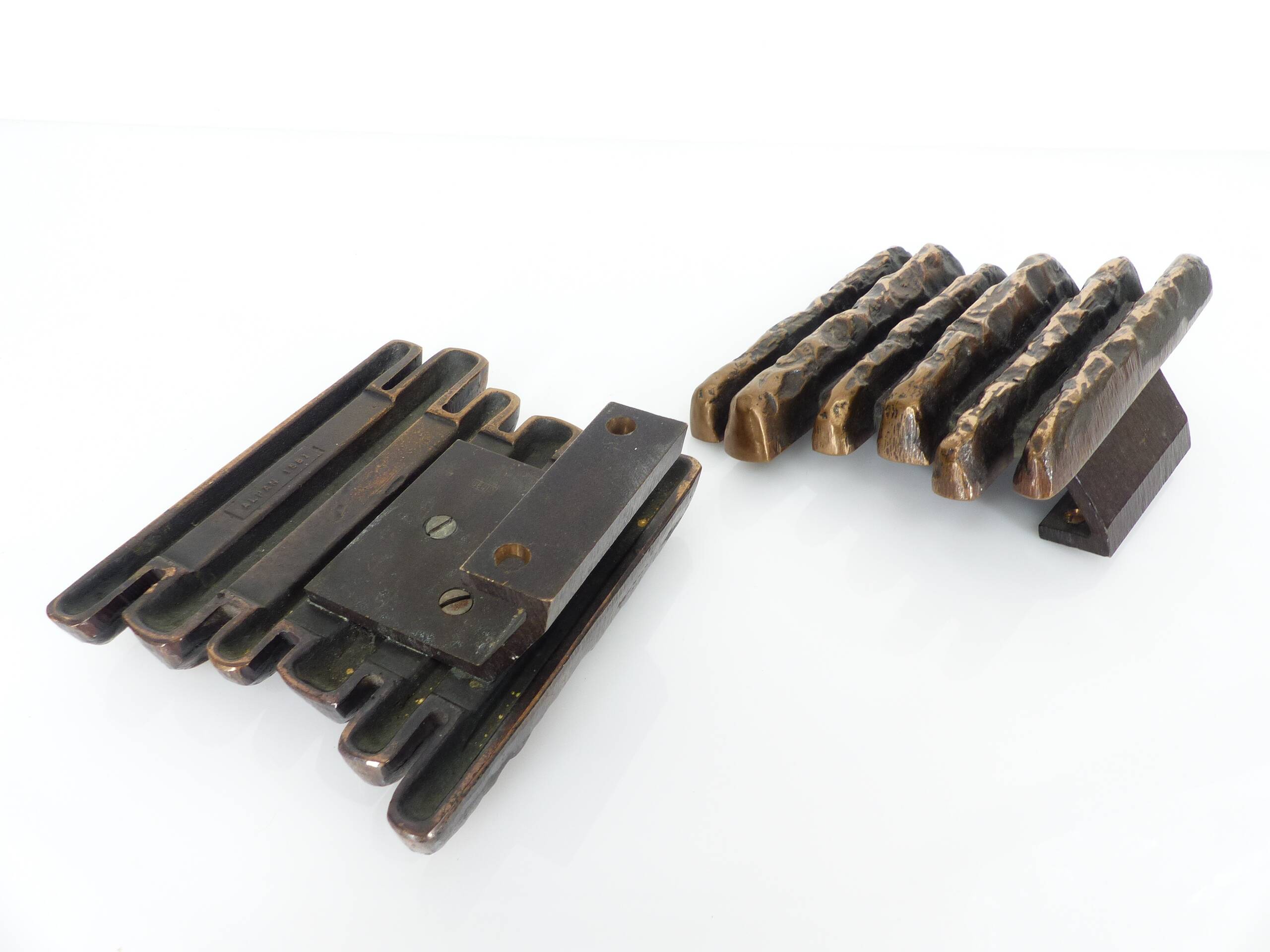Brutalist bronze door handles, Alpan, Germany, circa 1970