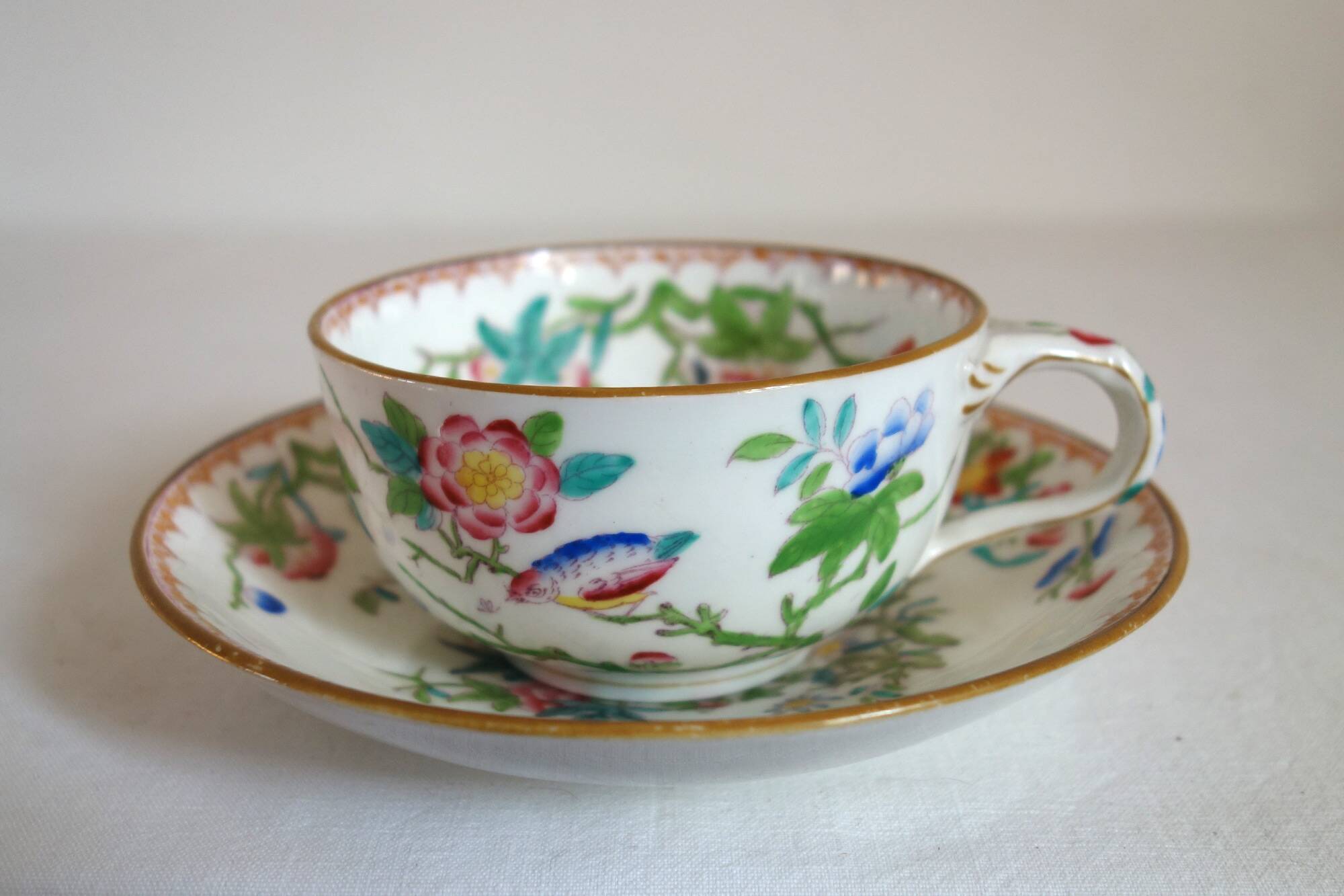 Minton English porcelain tea cup and saucer mid-19th century