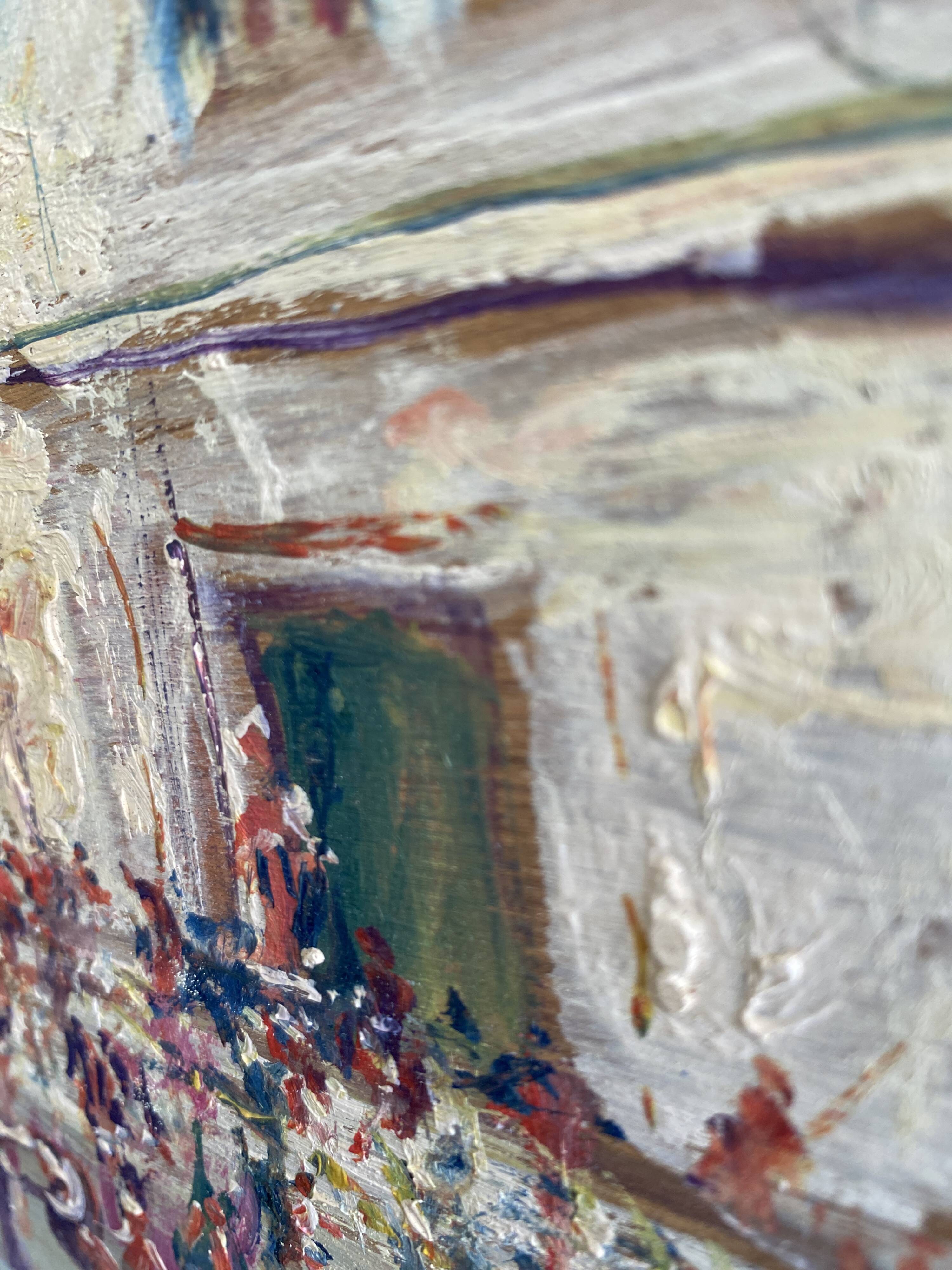 Oil on wood, “village festival”, Italy, 1960s