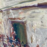 Oil on wood, “village festival”, Italy, 1960s