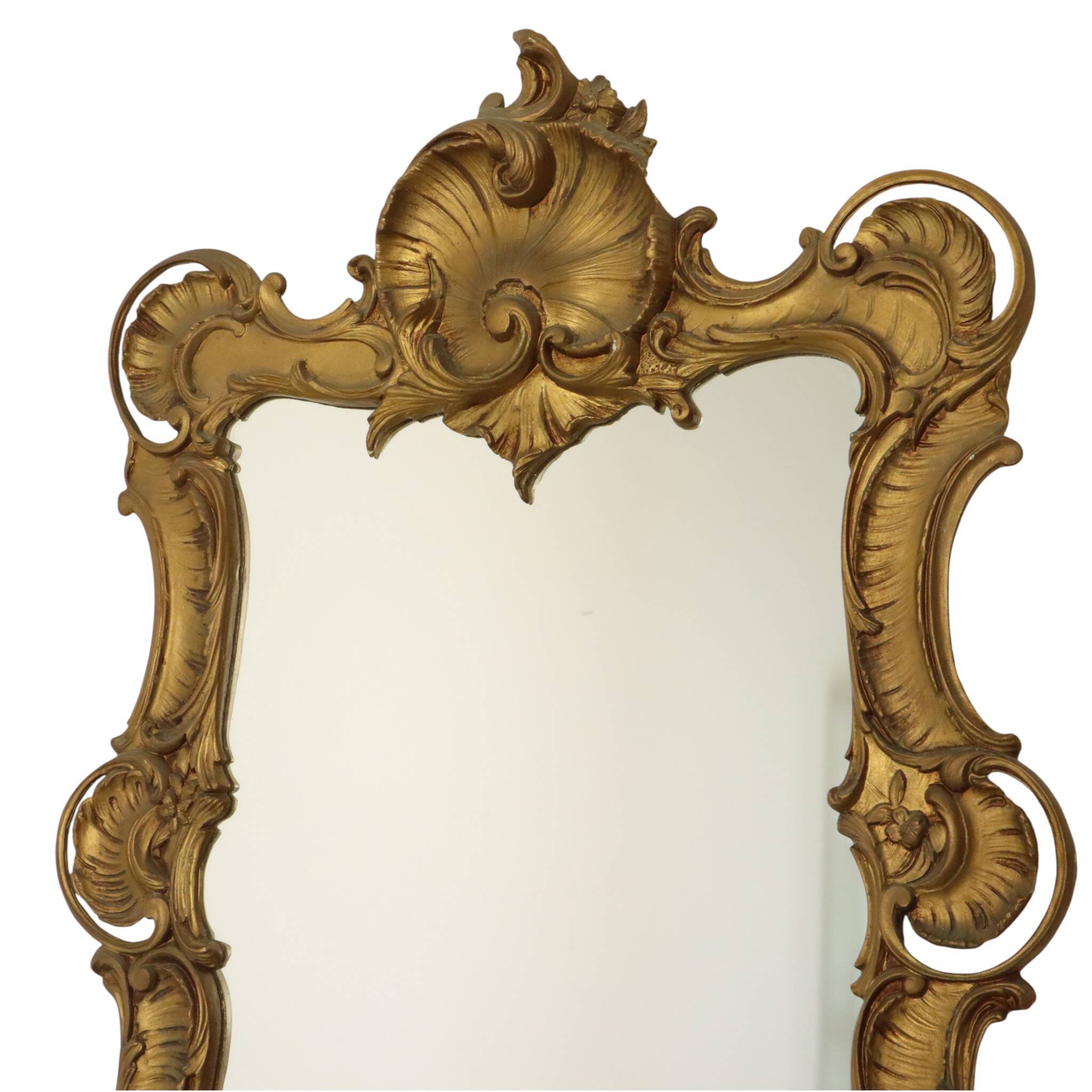 Italian Crested Mirror Rococo Style Gold-Colored Resin 84cm