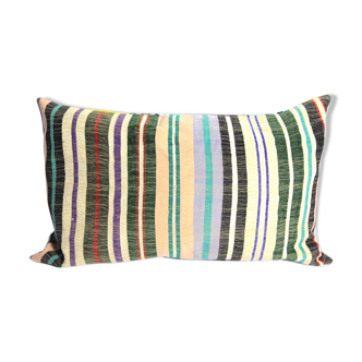 Coussin rayé et wax