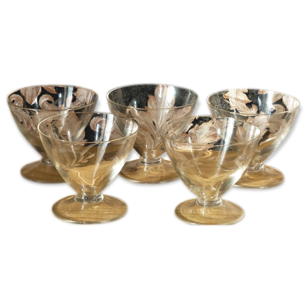 Five ancient engraved crystal verrines