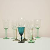 vintage varied set of green glasses