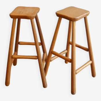 Pair of bar stools, brutalist design, 70s