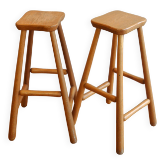 Pair of bar stools, brutalist design, 70s