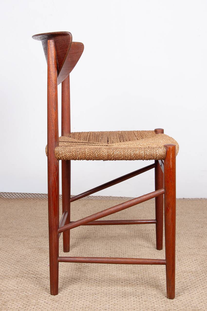 6 Danish chairs in teak and sea rush, model 316 by Peter Hvidt 1960.