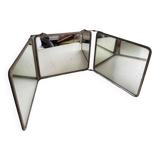 Large old triptych barber mirror