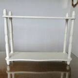 Old wall shelf, in turned wood, white lacquered, 1950s