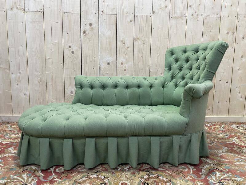 Méridienne époque Napoléon III laine verte