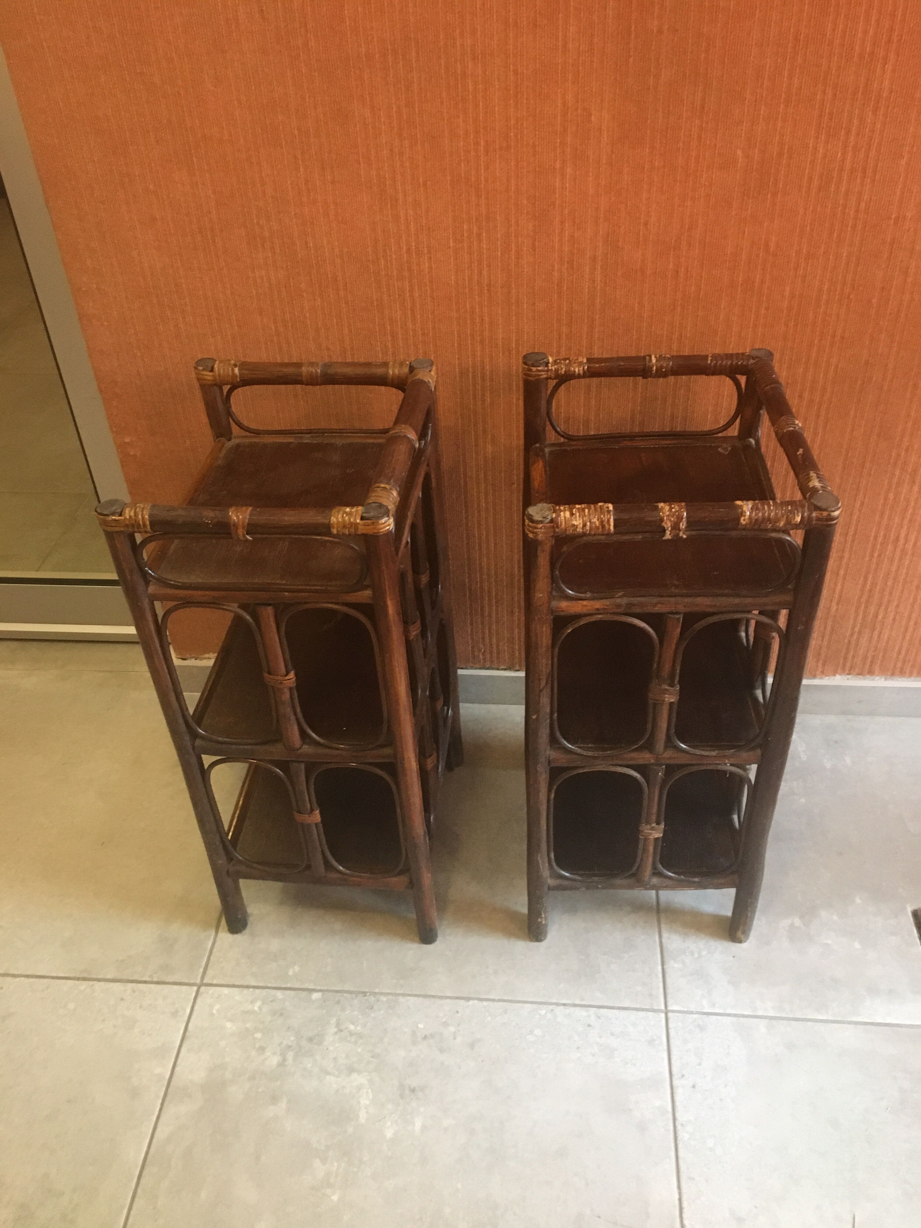 Vintage rattan bedsides