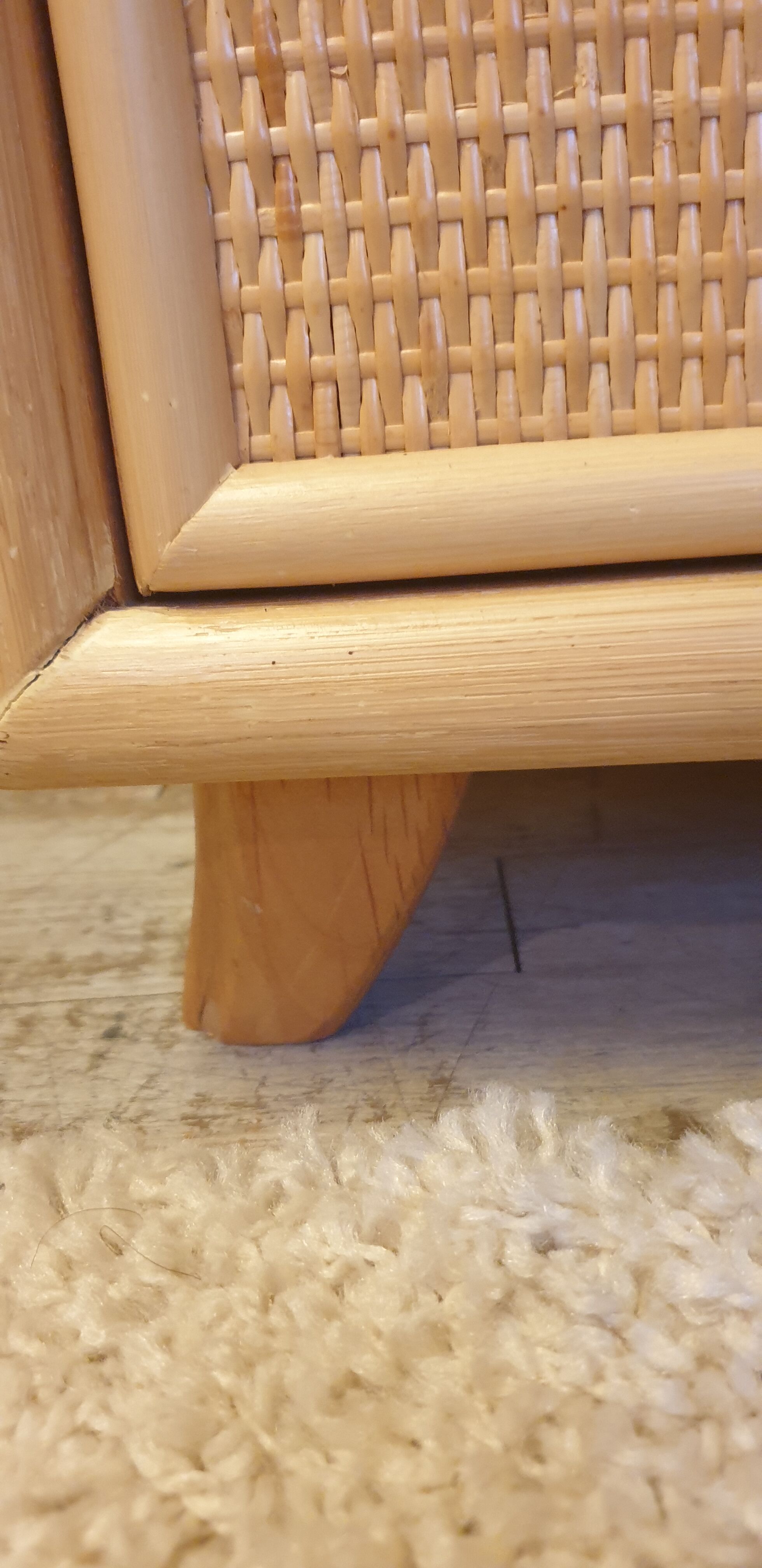 Rattan glass cabinet