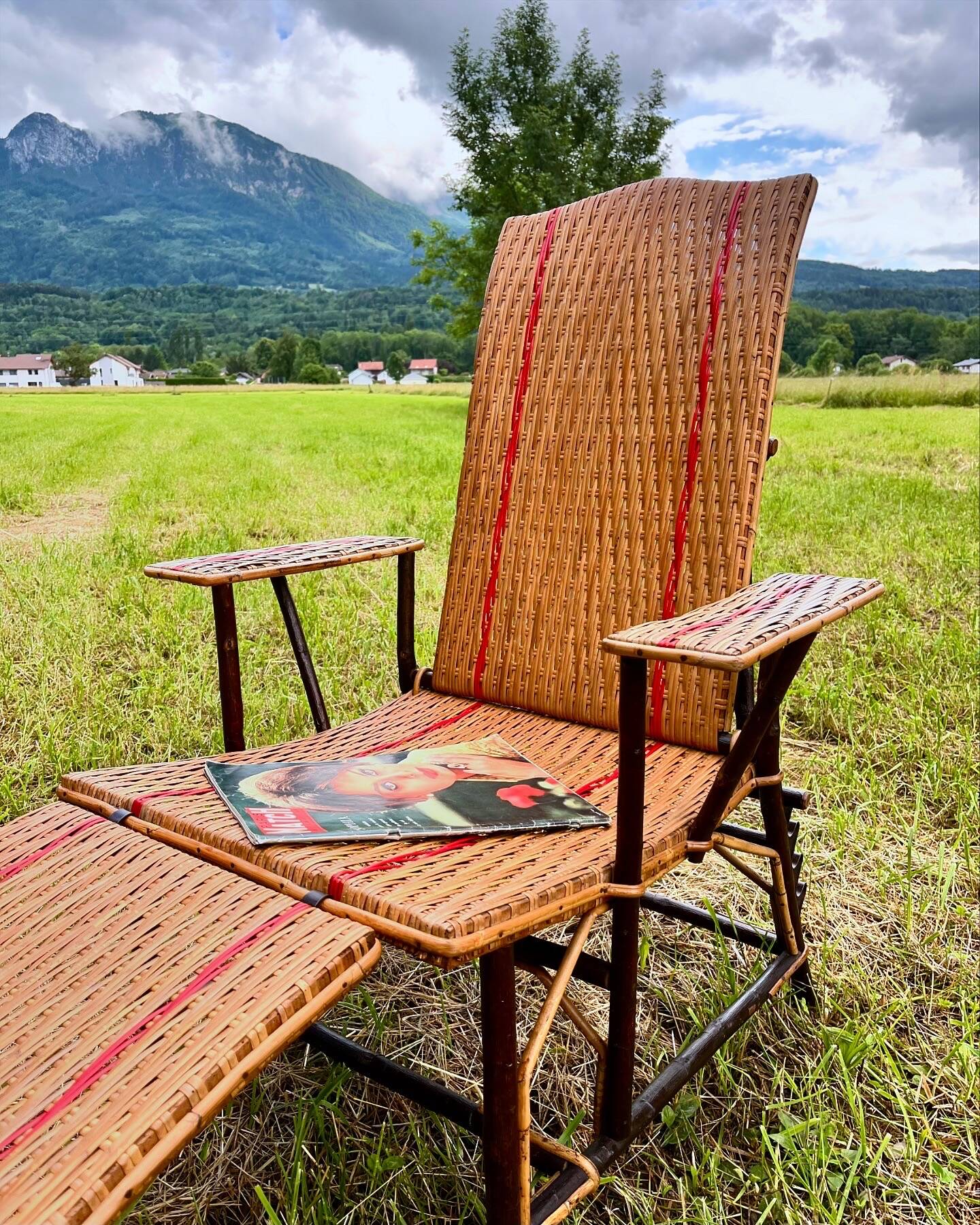 Rattan lounge chair from the 1950s