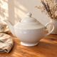 White ceramic teapot with glaze – Round shape and matching lid