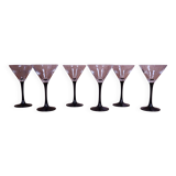 6 Verres cocktail à pied noirs Luminarc vintage