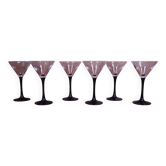 6 Verres cocktail à pied noirs Luminarc vintage