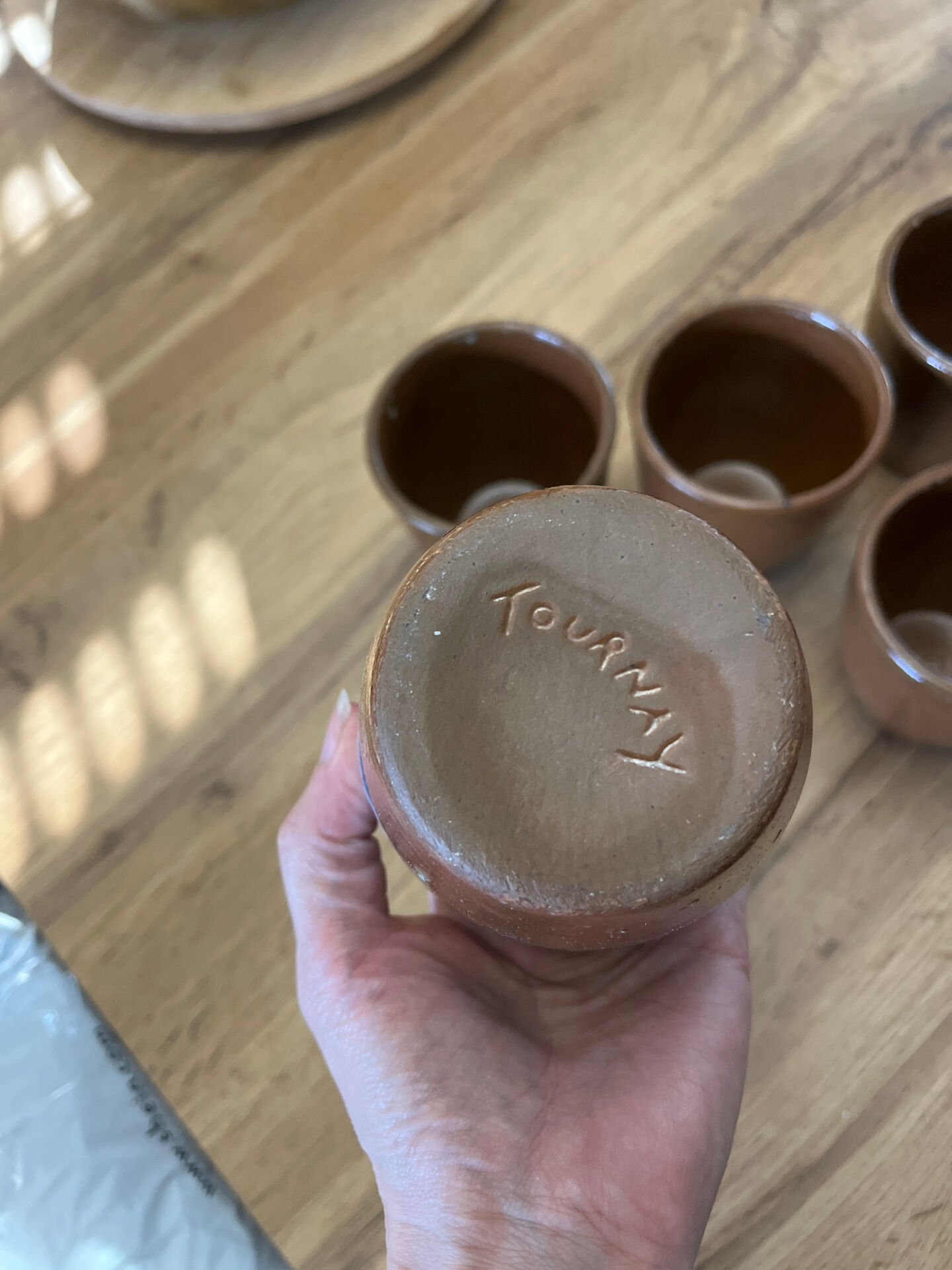 Set of 5 handcrafted ceramic cups –