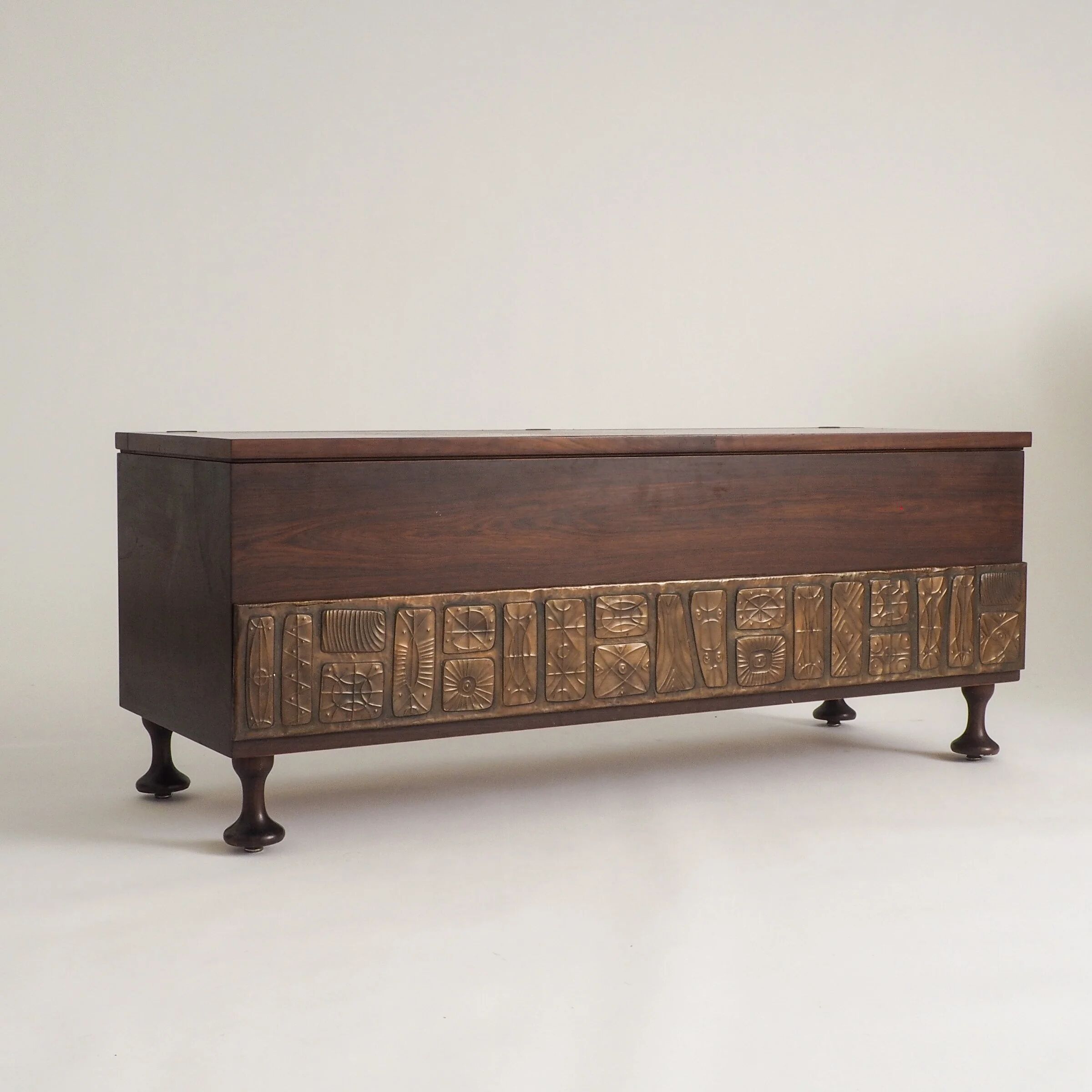 Italian brutalist rosewood chest by Santambrogio & De Berti