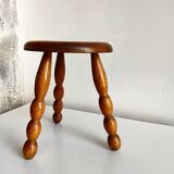 Turned wood tripod stool