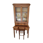 Bureau-secrétaire avec surmeuble vitrine en noyer